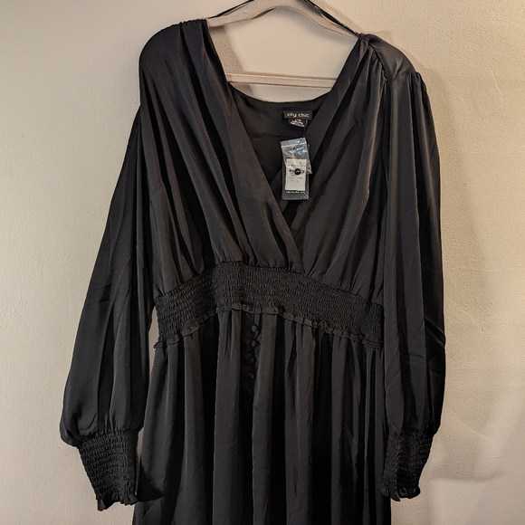 City Chic shirred satin maxi dress 20 - Picture 3 of 3